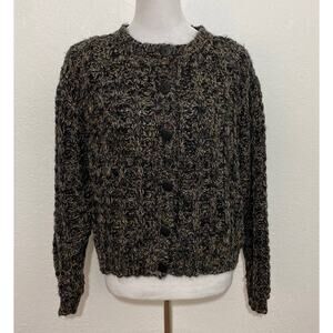 Vintage D.D. Sloane 80's Speckled Button Up Cropped Cardigan Acrylic Wool Blend